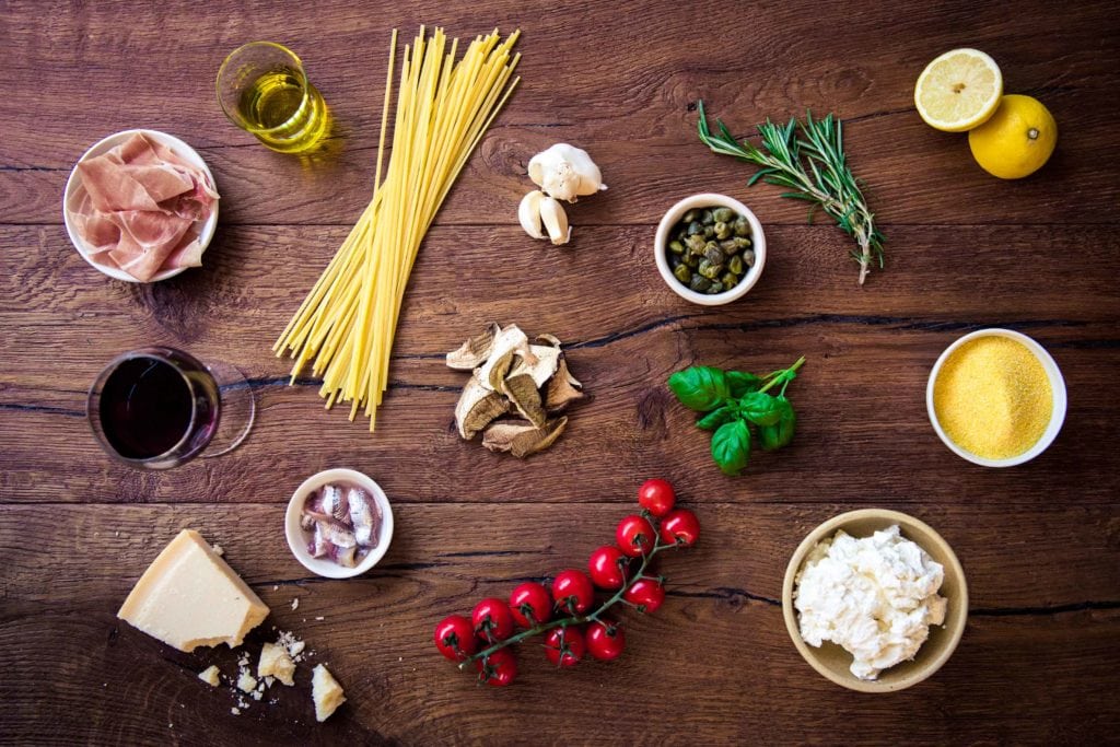 Zutaten der italienischen Küche
