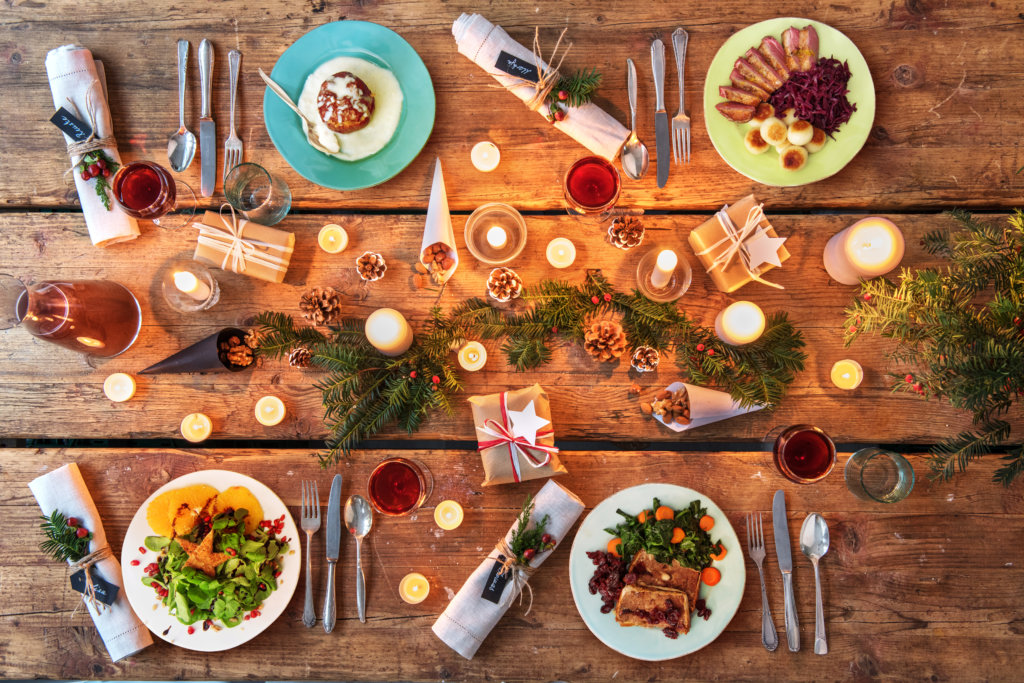 Kochbox Weihnachten: Gedeckter Tisch für Weihnachten